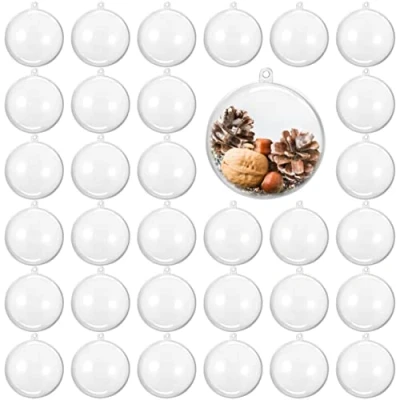 Afbeelding van THE TWIDDLERS 48 Transparante Kerstballen om te Vullen en Versieren (8cm) Gepersonaliseerde Kerstboomversiering DIY Decoratie voor Kerstmis, Bruiloften, Feesten