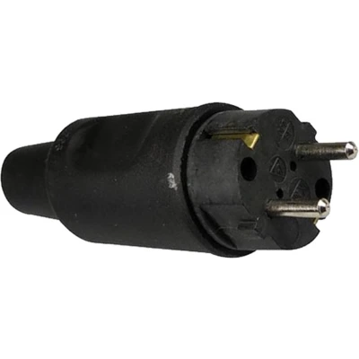 Afbeelding van Stekker zwart rubber 220v