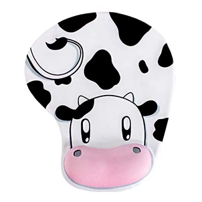 Afbeelding van muismat, Ergonomische Polsbeschermde Elastische Gel Polssteun, Antislip Rubber Base Mouse Pad met Polsondersteuning voor Gaming Computer Office Thuis Werken Studeren (Koe Stijl)