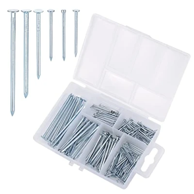 Afbeelding van Fentar 240 stuks gesorteerde nagels, gegalvaniseerde metselwerknagels, 6 maten, wandnagels, nagels voor houtreparatie, doe het zelf ophangfoto&#039;s, frame, spiegel, woningbouw