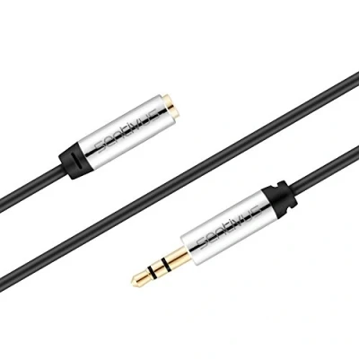 Afbeelding van Sentivus 5 mm stereo audio jack verlengkabel, 3,5 aansluiting naar stekker, AUX kabel metalen zwart, 5,00 m