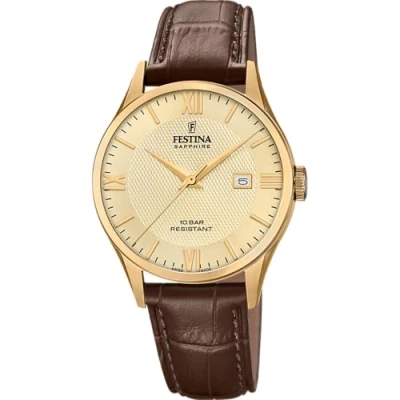 Afbeelding van Festina Kwartshorloge Swiss Made Collection Horloge, heren, dames, leren band, datum, saffierglas,