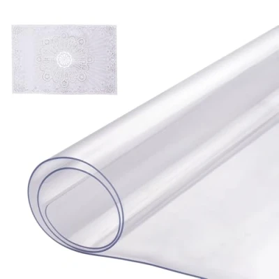 Afbeelding van VEVOR tafelkleed van kunststof, 356 x 610 mm, dikte 1,5 transparant, rechthoekig, pvc, waterdicht, gemakkelijk te reinigen, voor bureau, eettafel, nachtkastje, bureau