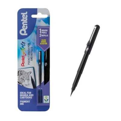 Afbeelding van Pentel Penseelstift (incl. twee patronen, schrijfkleur zwart)