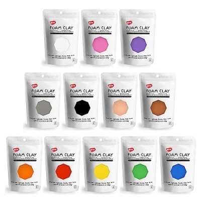 Afbeelding van BOHS 12 kleuren schuim modellering klei squishy, luchtdroog, zacht voor cosplay, schoolprojecten, baby handafdrukken, slijm geschenken volwassenen en kinderen stuks, 2 lbs, leeftijden