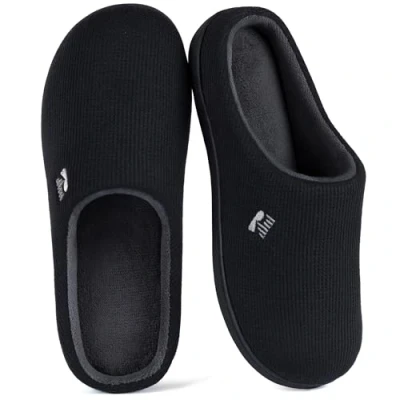 Afbeelding van RockDove Originele tweekleurige pantoffels van traagschuim voor dames, Zwart en Grijs, 3/4 UK