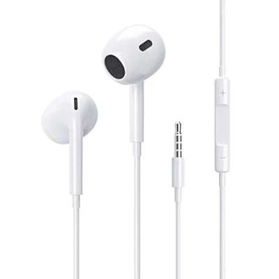 Afbeelding van Hoofdtelefoon Earphones Stereo 3,5 mm Jack Koptelefoon Compatibel met iPhones 6 6Plus 6S Plus iPods ipads Huawei Samsang White