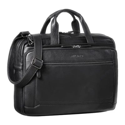 Afbeelding van STILORD &#039;Antoine&#039; Laptop Schoudertas Leer voor 15.6&#039; Computers Grote Vintage Werktas Business Messenger Bag Kantoor Universiteit Echt Leer, Kleur:zwart