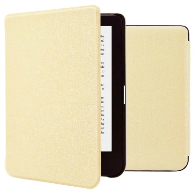 Afbeelding van Kobo Clara 2E Hoes: iMoshion Canvas Sleepcover Bookcase zonder stand Bookcase,Sleepcover Glitter Goud Kunstleder E Reader Hoezen