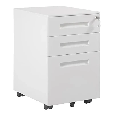 Afbeelding van WOLTU archiefkast rolcontainer kantoorkast kantoorcontainer afsluitbare laden hangmappen wit metaal SK023ws