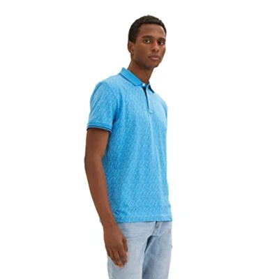 Afbeelding van TOM TAILOR Uomini Poloshirt 1035521, 31264 Blue Multicolor Design, XL