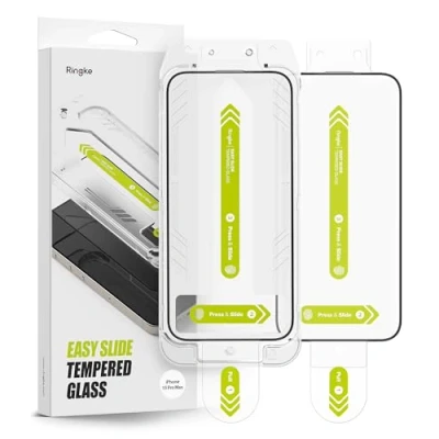 Afbeelding van Ringke Easy Slide Glass Compatibel met iPhone 15 Pro Max, Screenprotector installatietool, HD kwaliteit Premium 9H hardheid Onbreekbaar Gehard glas