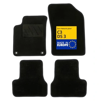 Afbeelding van DBS Automatten op maat gemaakt voor C3/DS3 (2009 2019) met bevestigingsclips antislip vloermatten auto 4 stuks, zwart