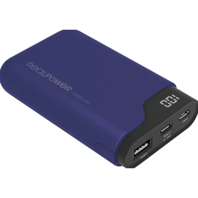 Afbeelding van RealPower PB 7500C Powerbank 7500 mAh Li ion USB, USB C Navy blauw