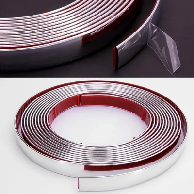 Afbeelding van RECAMBO Sierlijst in chroom look veelzijdig, flexibel en zelfklevend 16 mm x 5 m
