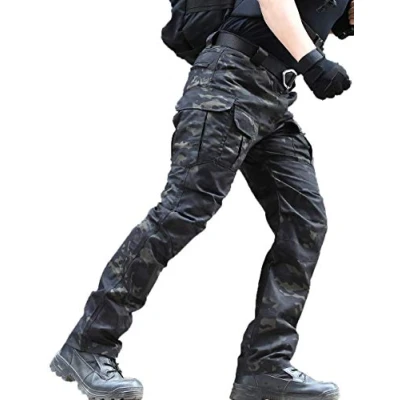 Afbeelding van Waterbestendige broek voor heren Relaxed Fit Tactical Combat Army Cargo werkbroek met meerdere zakken (#56 AY, Tag S)