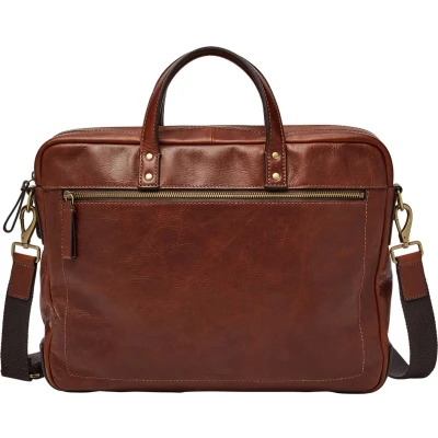 Afbeelding van FOSSIL Handtas Laptoptas met laptopvak Haskell Double Briefbag Cognac Bruine