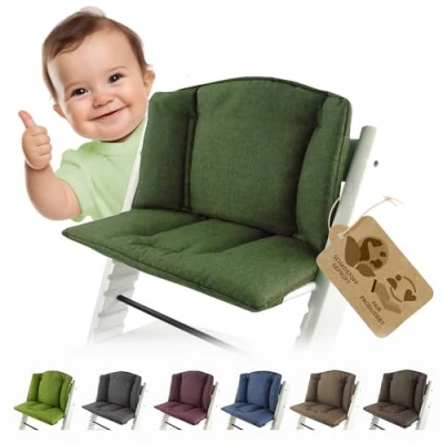 Afbeelding van Bambiniwelt Vervangende overtrek, zitkussen, kussenset, stoelverkleiner, compatibel met STOKKE Tripp Trapp voor hoge stoel, kinderstoel, gemêleerd, donkergroen