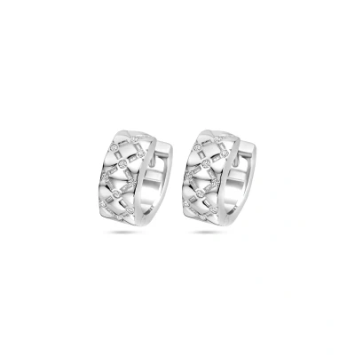 Afbeelding van Zilver Gerhodineerd Klapoorringen Zirkonia 13 Mm 1340039