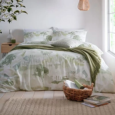 Afbeelding van Appletree Loft Edale 100% katoenen dekbedovertrekset tweepersoonsbed in groen