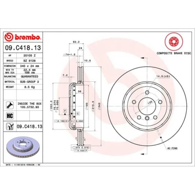 Afbeelding van Brembo Remschijven 09.C418.13