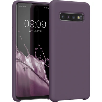 Afbeelding van kwmobile telefoonhoesje geschikt voor Samsung Galaxy S10 Hoesje met siliconen coating Smartphone case in Bleke iris