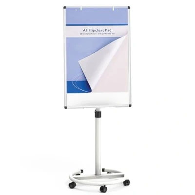 Afbeelding van VIZ PRO ECO Magnetisch Mobiel Whiteboard, 90 X 60 cm, Ezel Flipchart Stand Rollend Droog Uitwisbaar Bord met Papierblokken