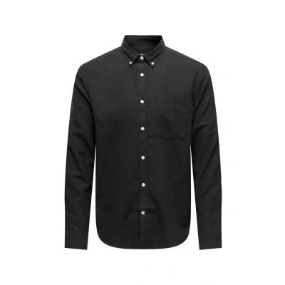 Afbeelding van Only &amp; Sons Gudmund Solid Overhemd, Heren, Maat: XS, Schwarz
