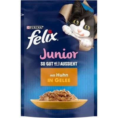 Afbeelding van FELIX Zo goed als het eruit ziet Junior kittenvoer nat in gelei, met kip, 26 stuks (26 x 85 g)