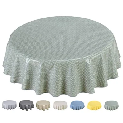 Afbeelding van Home Direct tafelzeil, afwasbaar tafelkleed, rond 160 cm, saliegroen