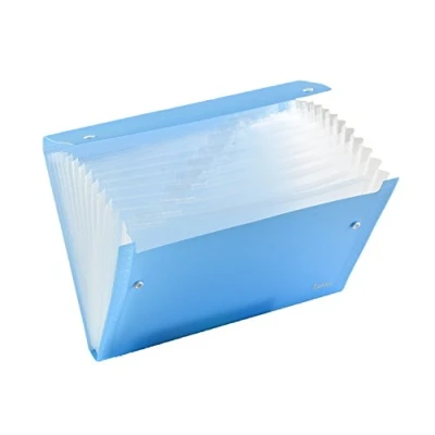 Afbeelding van A4 Uitbreidende Bestandsmap Clear 13 Gusset Pocket Folder Multi Sectie Map met Stud Wallet Closer Document van ARPAN (Blauw)