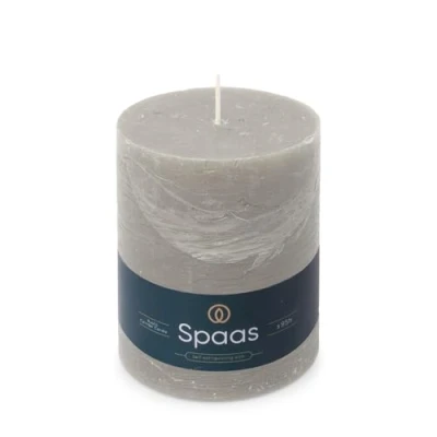 Afbeelding van Spaas Rustieke Pillarkaars 100/130 mm 95u lichtgrijs