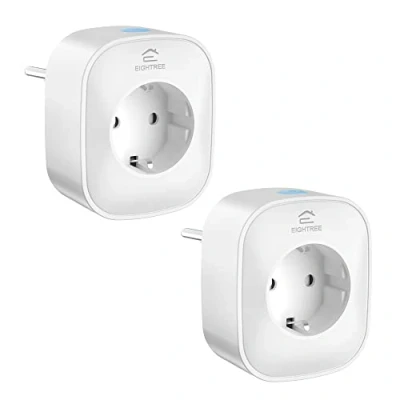 Afbeelding van EIGHTREE Smart Plug met Stroomverbruikmeter, Compatibel Alexa en Google Assistant, 2,4 GHz WiFi, Set van 2, 16A 3680W