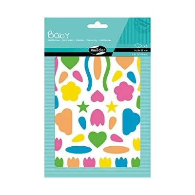 Afbeelding van Maildor AE049O babyverpakking stickers (met 6 vellen in formaat DIN A5, 14, 8 x 21 cm, ideaal voor kinderen vanaf 2 jaar, neon) 1 verpakking