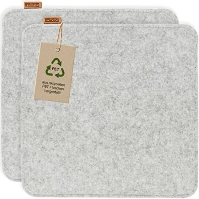 Afbeelding van Miqio Design zitkussen, rechthoekig, van vilt met antislipnoppen, duurzaam gerecyclede PET flessen, 35 x cm, set 2, wasbare stoelkussens, antislip, zitkussen voor bank en stoel
