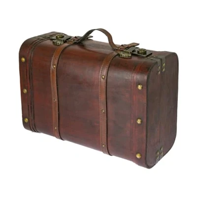 Afbeelding van HMF Schatkist Peru 6412 145, van hout, vintage koffer, afmetingen 45 x 30,5 20 cm, groot formaat, model