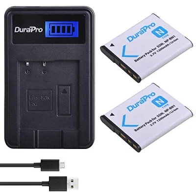 Afbeelding van DuraPro NP BN1 accu en LCD USB oplader voor Sony Cyber Shot DSC W800, WX220, W830, W810, QX30, QX100, QX10, 2 stuks
