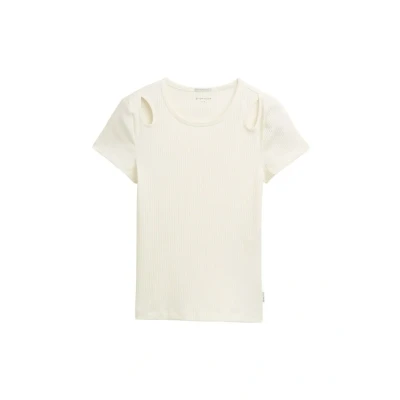 Afbeelding van TOM Tailor MIT Cutouts Tshirt basic voor kinderen, Maat: 152, Wool white