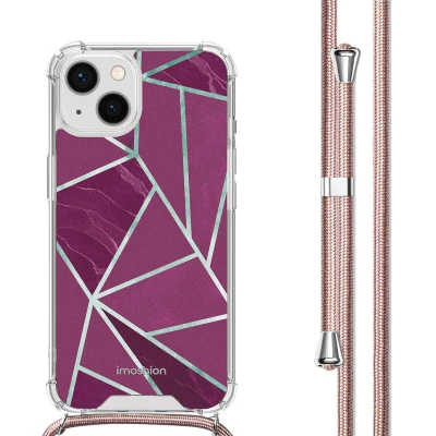 Afbeelding van Apple iPhone 13 Hoesje Kunststof iMoshion Softcase/Koordhoesje/Backcover Bordeaux Graphic Telefoonhoesje