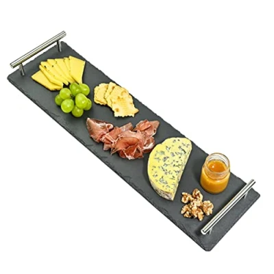 Afbeelding van Leistenen bord met handvaten 50 cm lang Om te serveren Natuursteen Niet glibberig