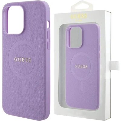 Afbeelding van Guess Saffiano Back Case (MagSafe Compatible) Geschikt voor Apple iPhone 15 Plus (6.7&quot;) Paars