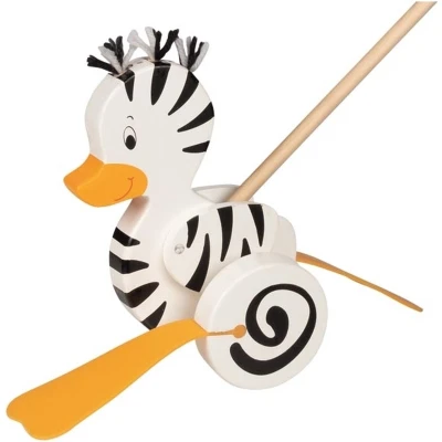 Afbeelding van Goki Houten Duwfiguur Zebra Eend