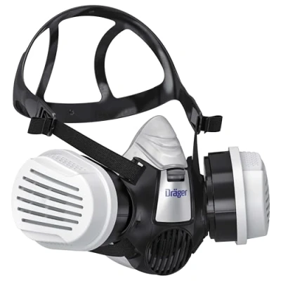Afbeelding van Dräger X plore 3300 Spuitverf masker Halfgelaatsmasker + 2x herbruikbare A2 P3 filters verf spuiten, landbouw werk, resin &amp; epoxy werk Size L