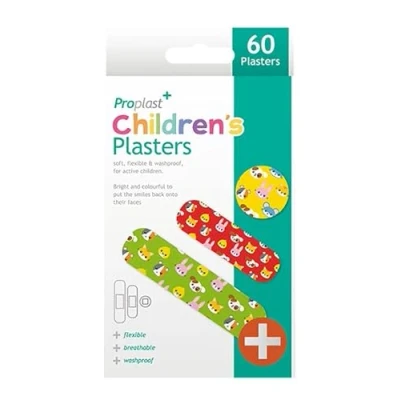 Afbeelding van Gem Imports ProPlast+ pleisters voor kinderen, verschillende maten en designs, 60 stuks, eenheidsmaat