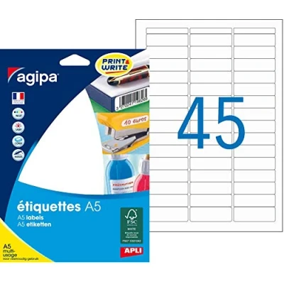 Afbeelding van agipa universele etiketten, 15 x 50 mm, wit