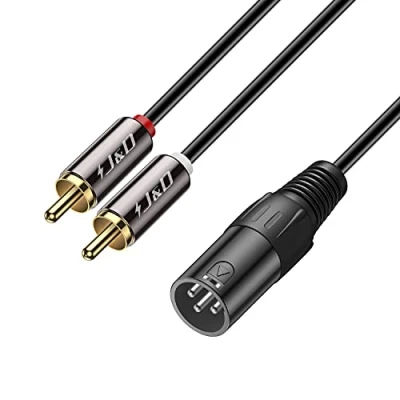 Afbeelding van J&amp;D XLR naar 2 RCA Y Splitter Patchkabel, PVC Schaal Onevenwichtige Dual Mannelijk Stereo Audio Verbindingskabel Adapter voor Spreker Condensor Microfoon Mixer AMP, 1,8 Meter