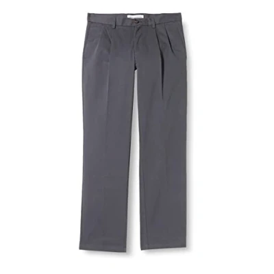 Afbeelding van Amazon Essentials Classic fit rimpelbestendige geplooide chino broek voor heren ,Grijs ,33W / 32L