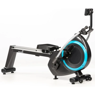 Afbeelding van Skandika Nordlys Roeimachine Roeiapparaat voor een echt roeigevoel, kogelgelagerde zwenkarmen, inklapbaar, magneetrem, tablethouder, 16 niveaus, 21 programma&#039;s, trainingscomputer Home fitness apparatuur zwart blauw