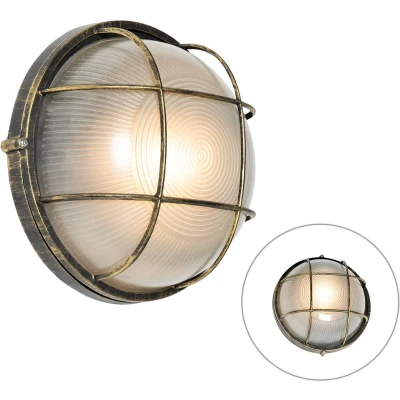 Afbeelding van QAZQA Industriële buitenwandlamp antiek goud IP44 Hanneke
