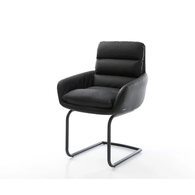 Afbeelding van sledemodel Abelia Flex met armleuning rond zwart echt leer